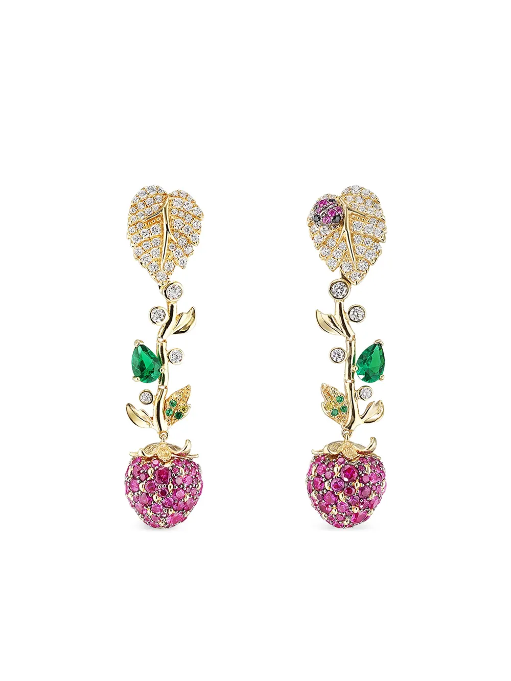 Anabela Chan 18k Yellow Gold Ruby Strawberry Earrings In Gold