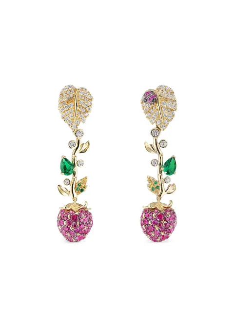 Anabela Chan 18K yellow gold Ruby Strawberry earrings