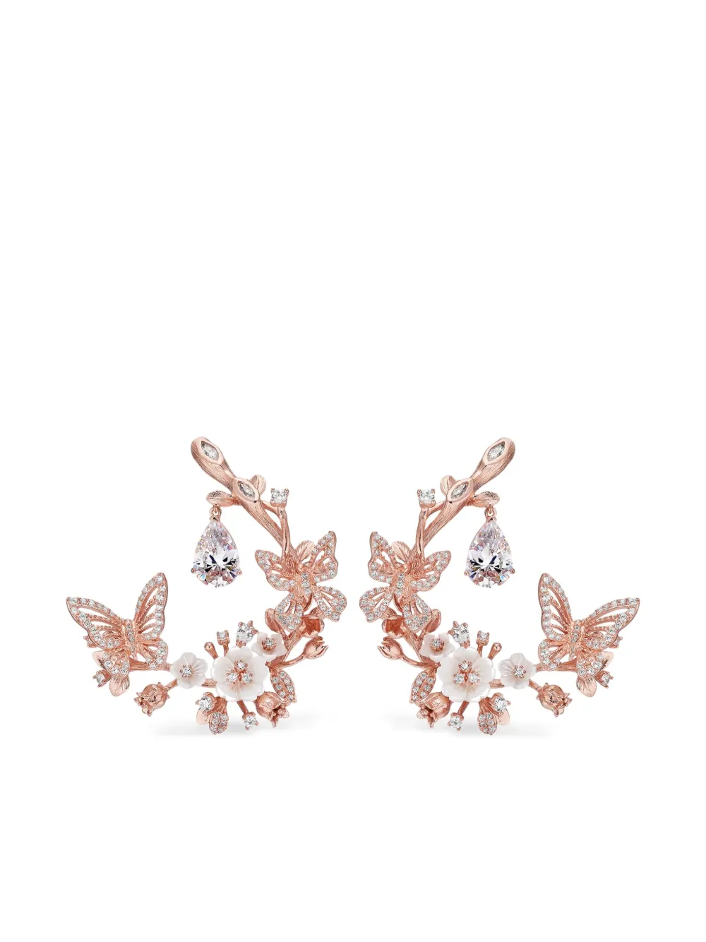 Anabela Chan Butterfly Garland ピアス 18Kローズゴールド - ピンク Anabela Chan Butterfly Garland ピアス 18Kローズゴールド - ピンク