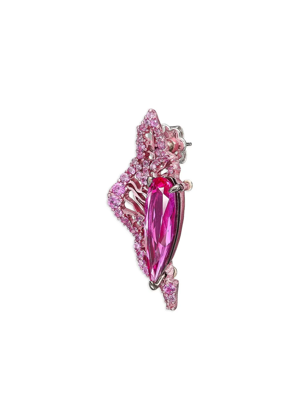 Anabela Chan 14k White Gold And Rhodium Vermeil Halia Sapphire Earrings In Pink