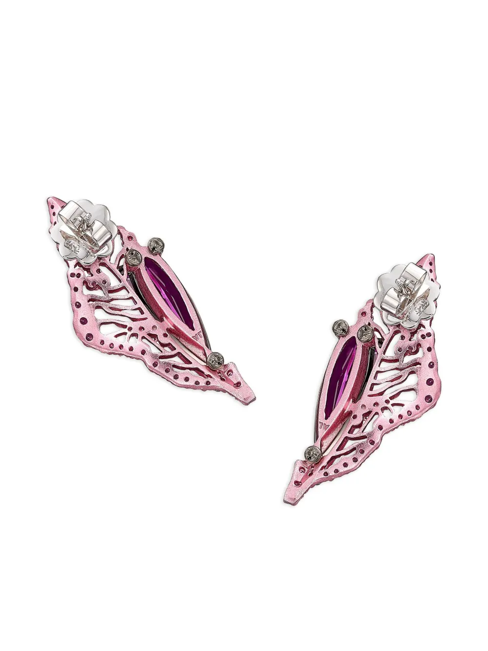 Anabela Chan 14k White Gold And Rhodium Vermeil Halia Sapphire Earrings In Pink