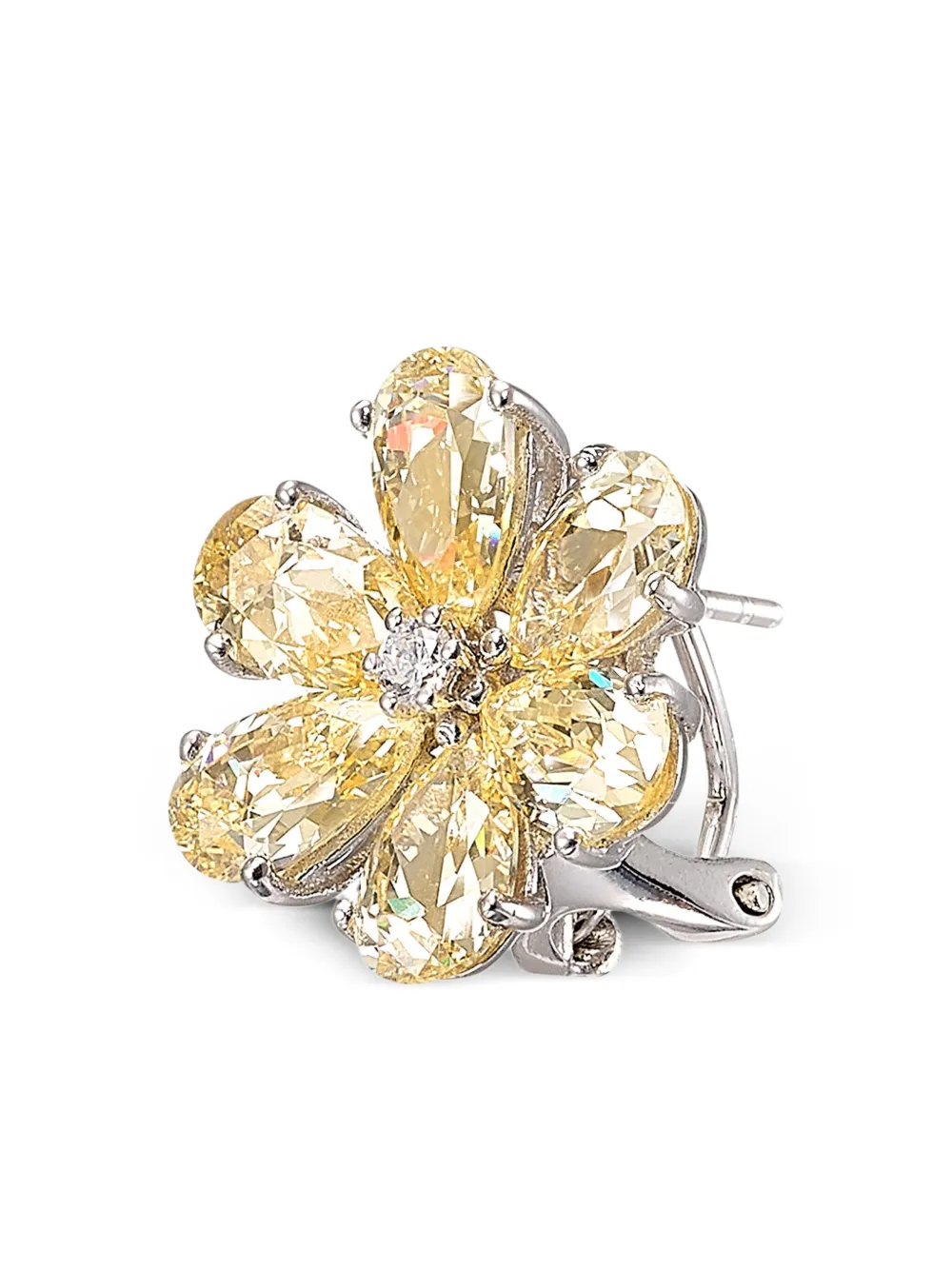 Anabela Chan 18kt White Gold Marguerite Daisy Diamond Clip-on Earrings In Gold