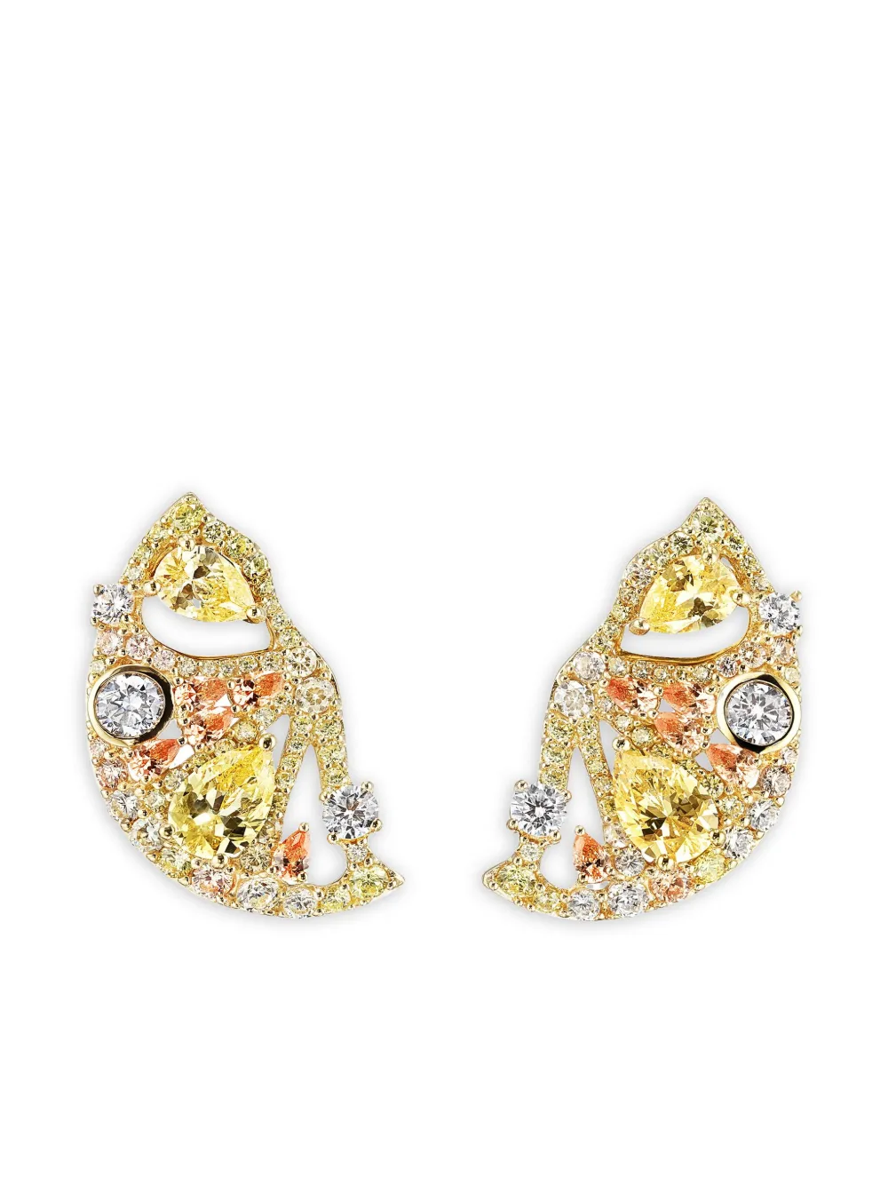 Anabela Chan 18k Gold Vermeil Lemon Slicesapphire And Diamond Earrings In Gold