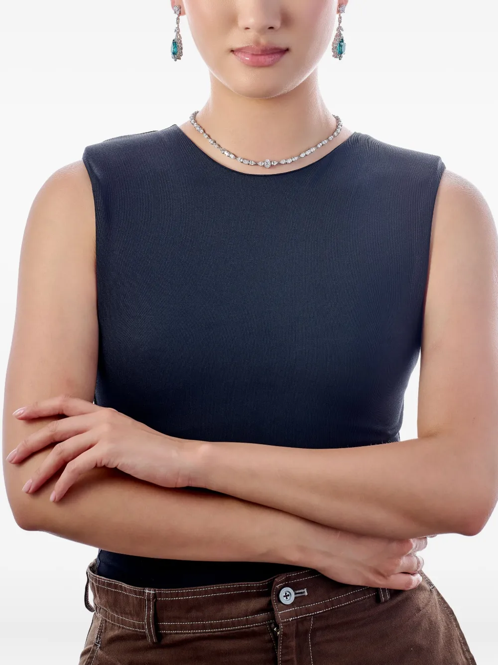 Anabela Chan 14k White Gold And Rhodium Vermeil Spectra Multi-stone Earrings In Metallic