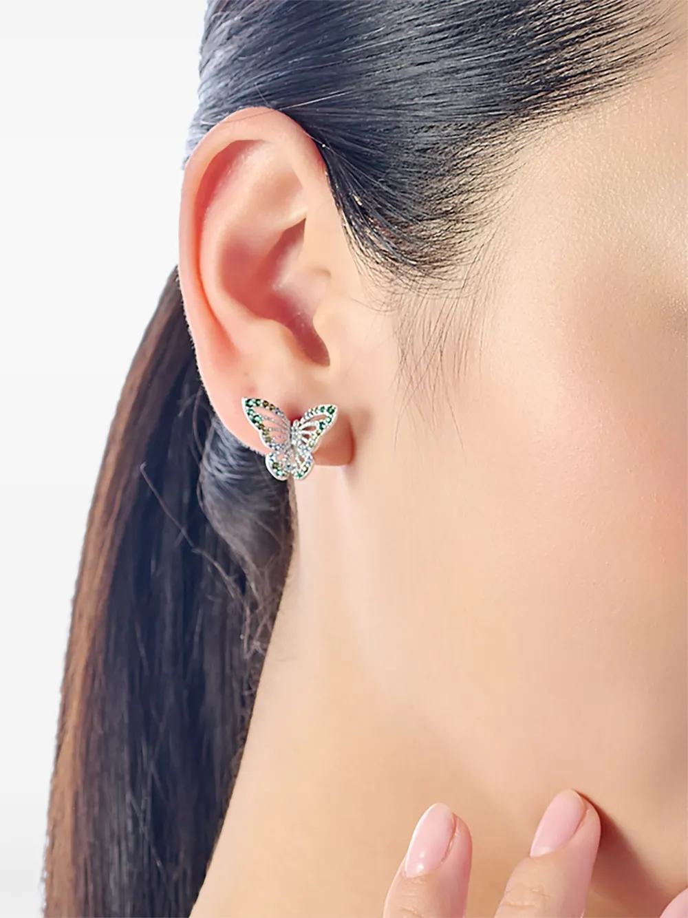 Anabela Chan 14k White Gold And Rhodium Vermeil Butterfly Bouquet Multi-stone Earrings In Silver