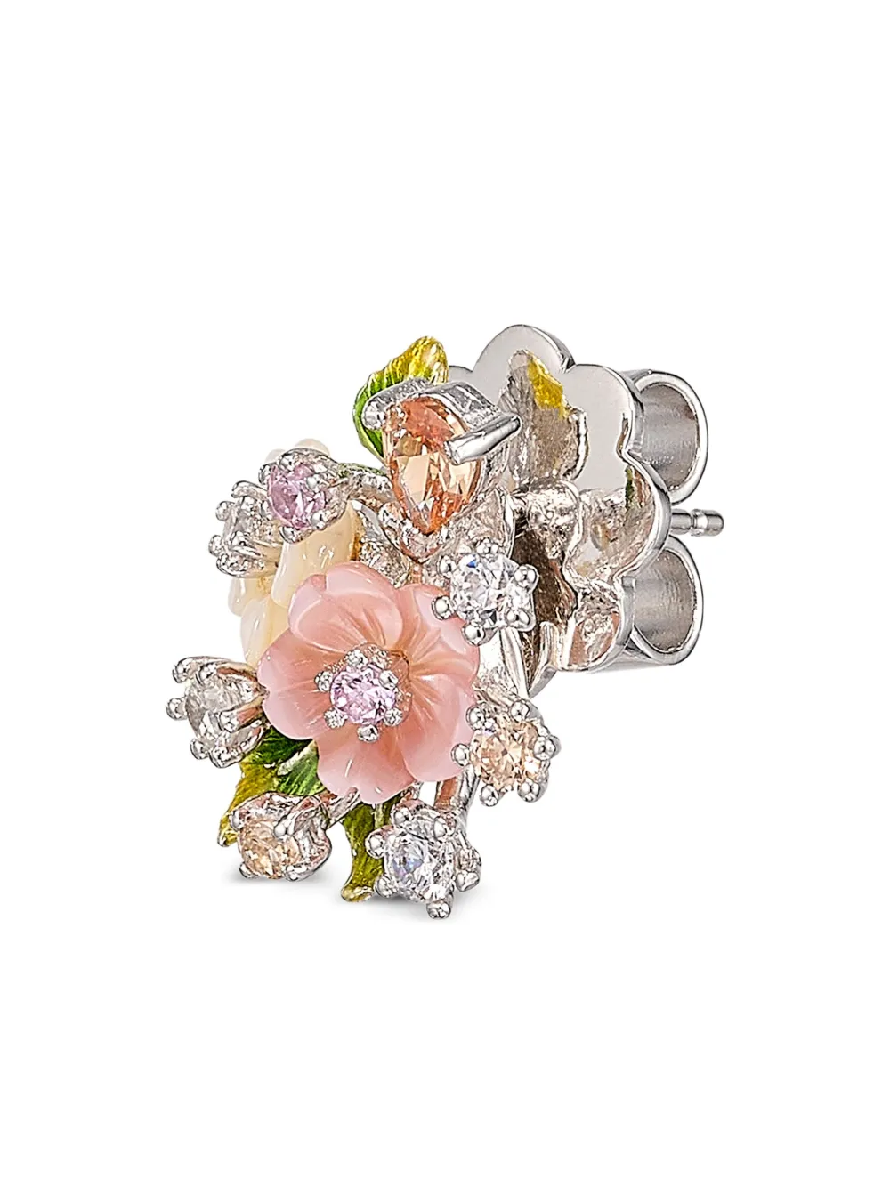Anabela Chan 14k White Gold And Rhodium Vermeil Butterfly Bouquet Multi-stone Earrings In Silver