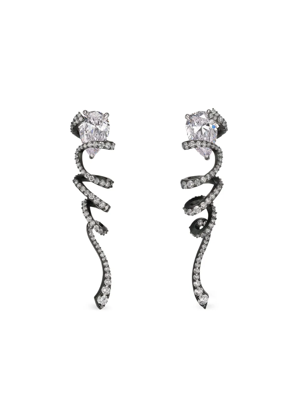 Anabela Chan 14K white gold Diamond Black Rhodium Twirl Earrings | Silver | Image 1