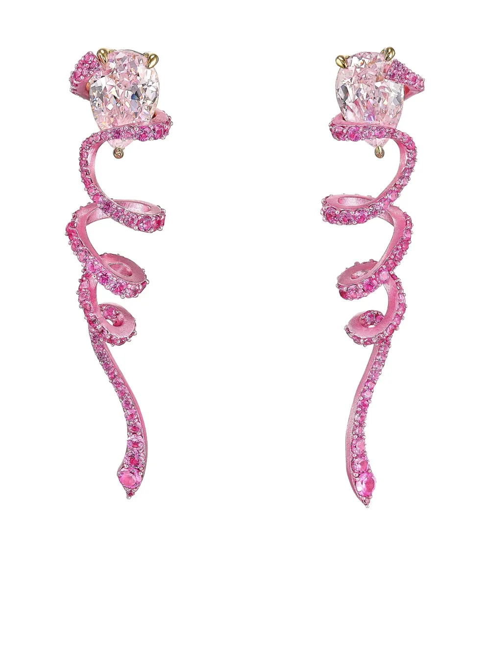 Anabela Chan Orecchini Ribbon in oro vermeil 18 carati con zaffiri - Rosa