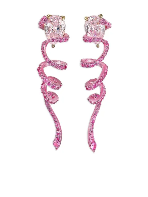 Anabela Chan aretes Ribbon en oro vermeil de 18kt con zafiro