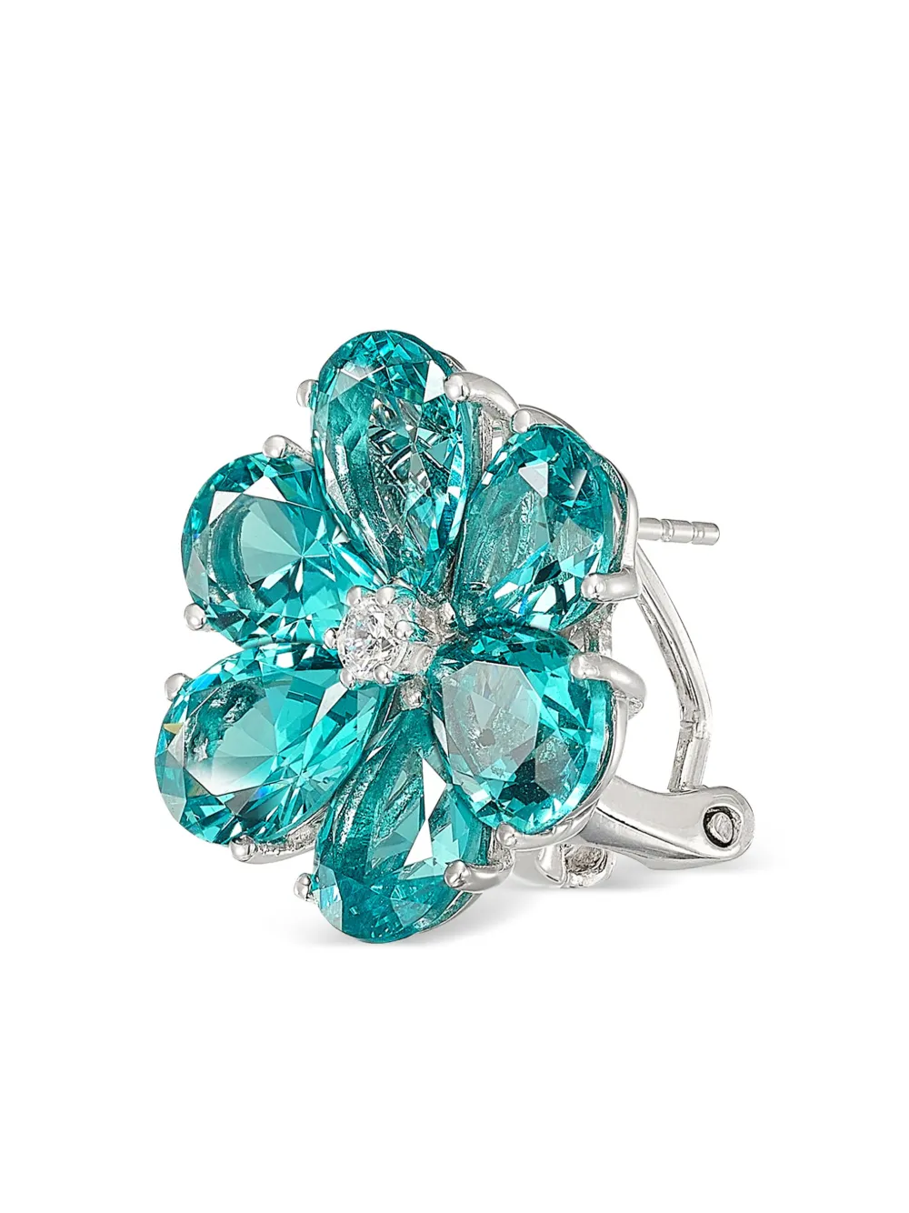 Anabela Chan Paraiba Marguerite Daisy 18k White Gold Diamond And Tourmaline Earrings In Blue