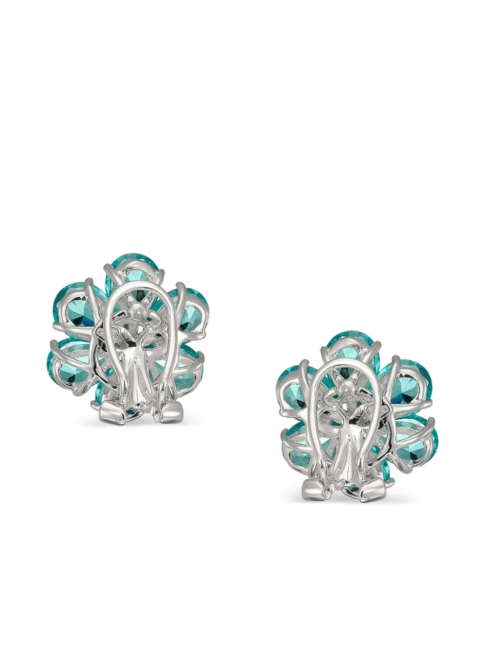 Anabela Chan Paraiba Marguerite Daisy 18k White Gold Diamond And Tourmaline Earrings In Blue