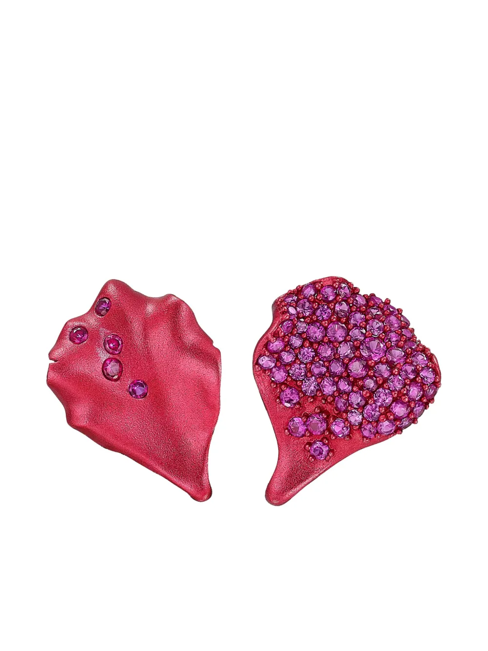 Anabela Chan Orecchini Petal in oro bianco 14 carati e oro giallo vermeil 18 carati con rubini - Rosso