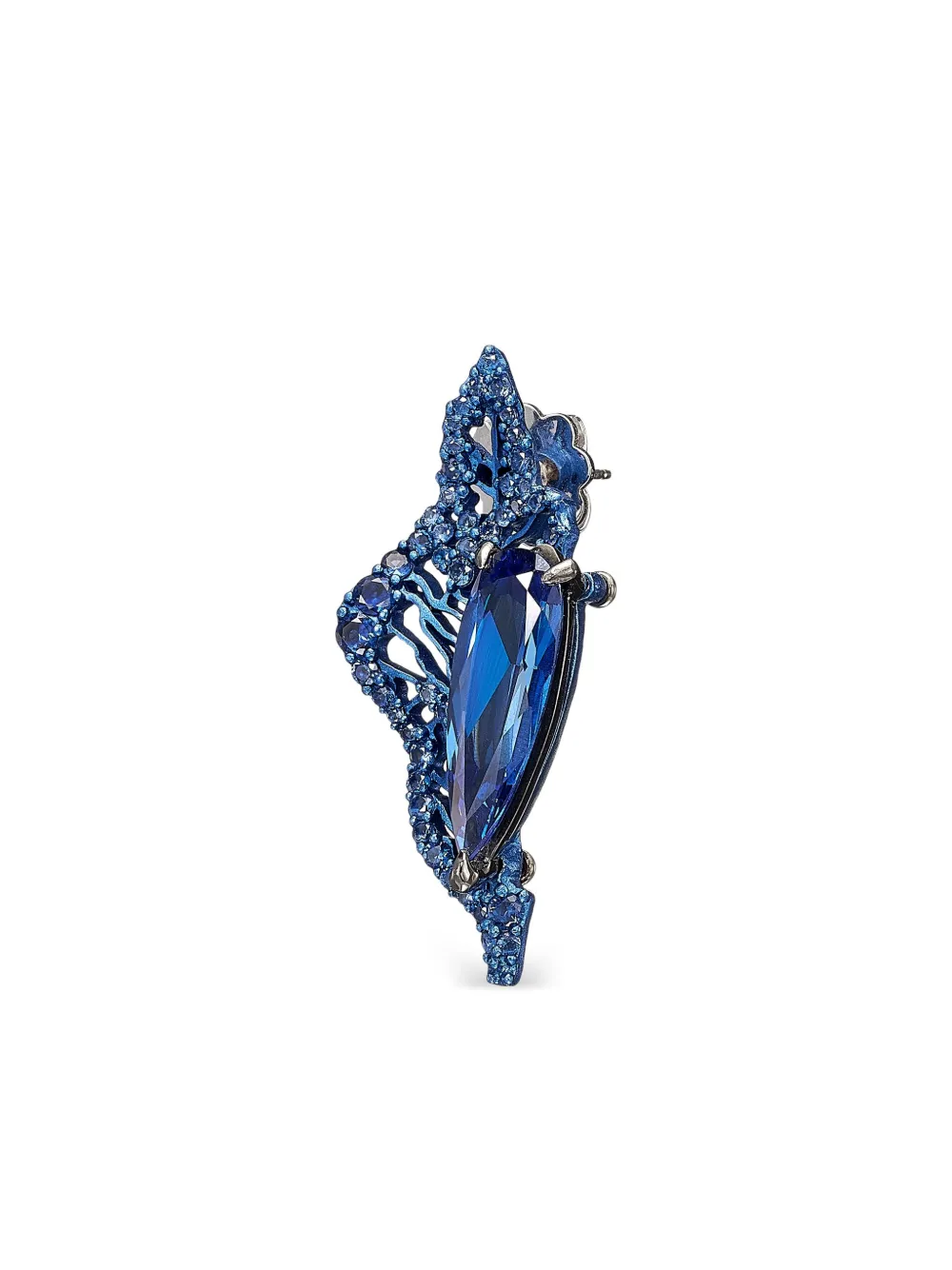 Anabela Chan 14k White Gold And Rhodium Vermeil Midnight Halia Sapphire Earrings In Blue