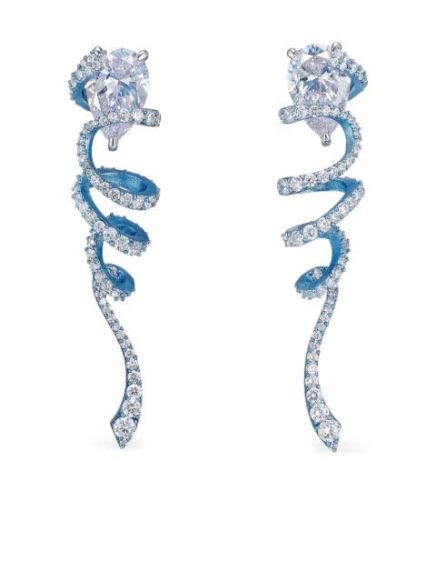 Anabela Chan 14K white gold and black rhodium vermeil Ribbon Twirl diamond earrings