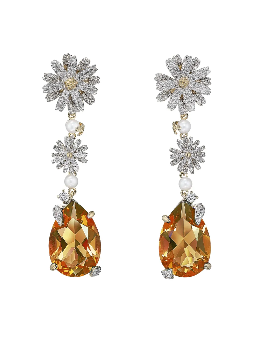 Anabela Chan yellow gold Daisy Drop citrine earrings | Image 2