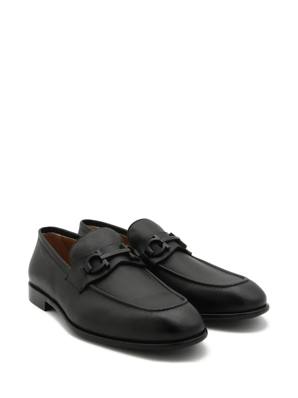 Ferragamo Leather Loafers In Black