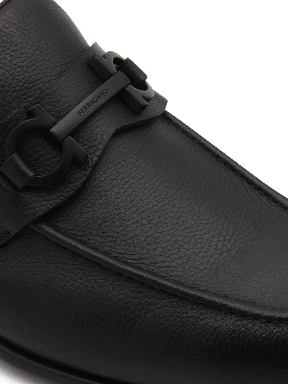 Ferragamo Leather Loafers In Black