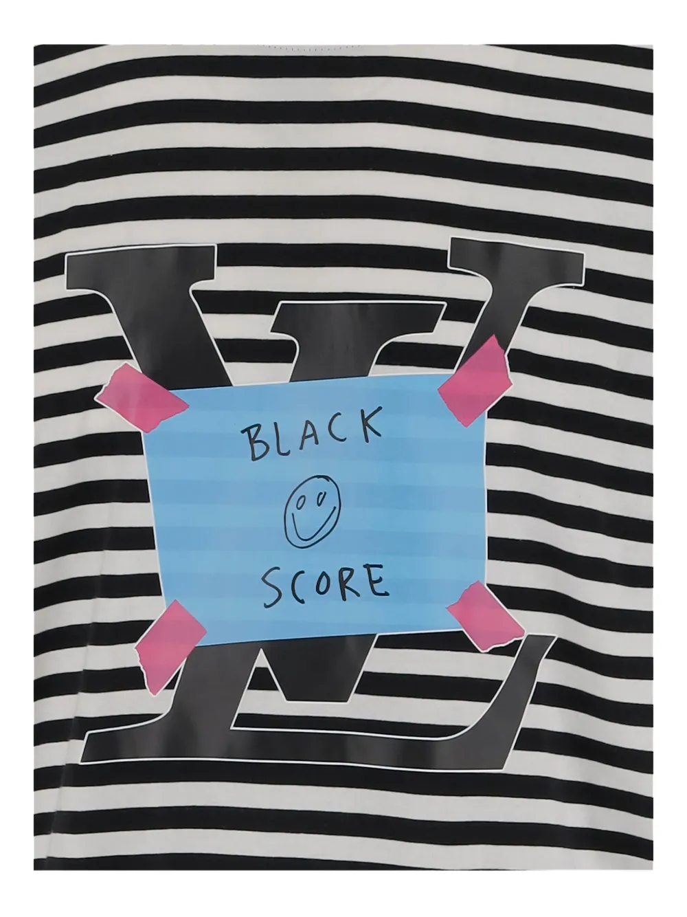 Black Score LV Sticker T-shirt Zwart