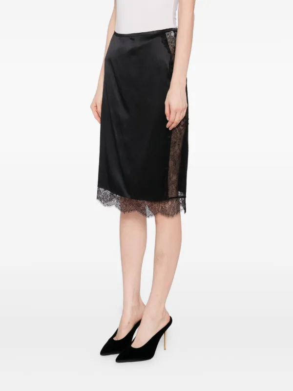 TOM FORD lace-trimmed Satin Skirt | Black | FARFETCH
