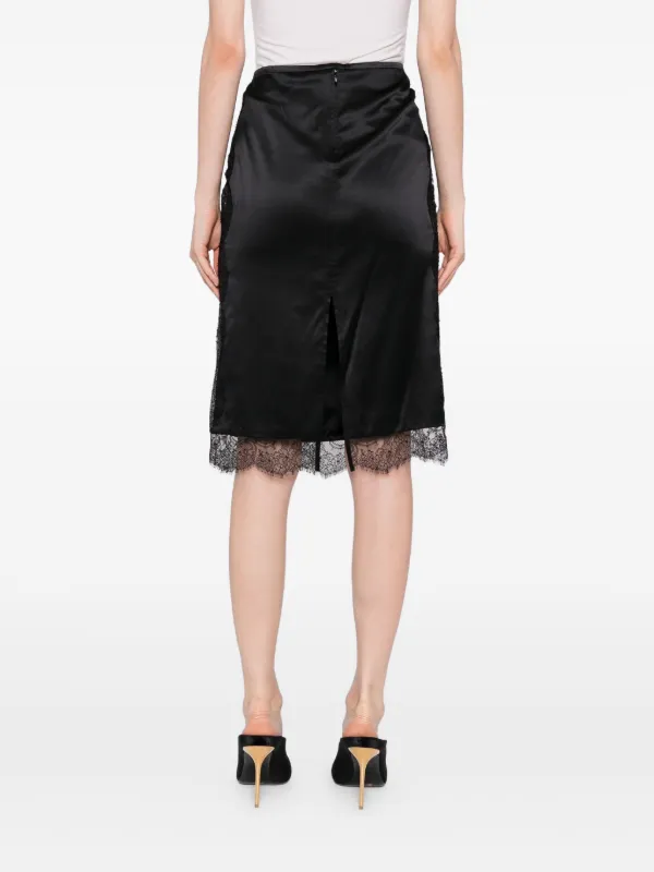 TOM FORD lace-trimmed Satin Skirt | Black | FARFETCH TOM FORD lace-trimmed Satin Skirt | Black | FARFETCH
