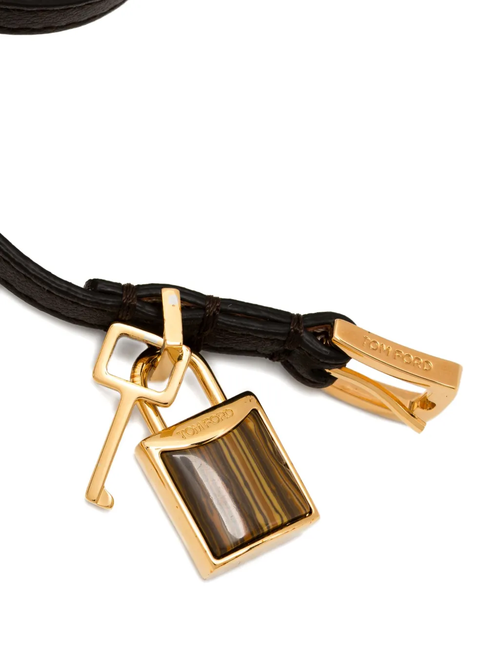 Tom Ford Lock Pendant Bracelet In Brown