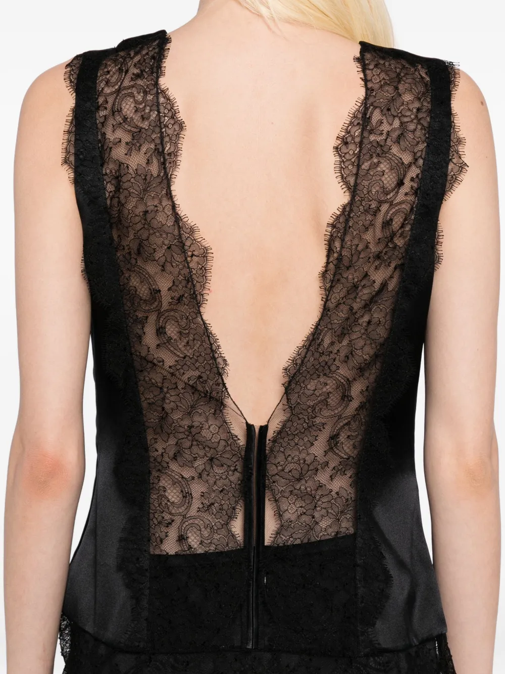TOM FORD Satijnen top met afwerking van kant Zwart