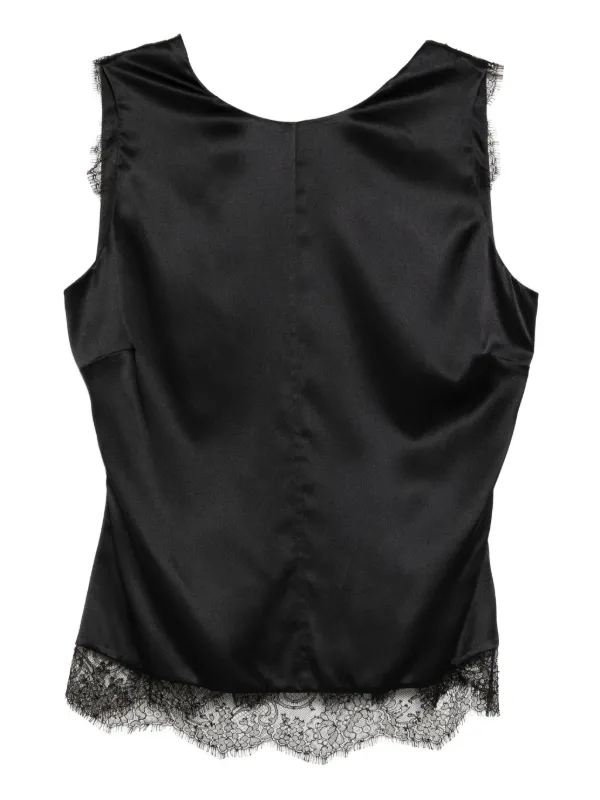 Tom Ford Lace-trimmed Satin Top in Black