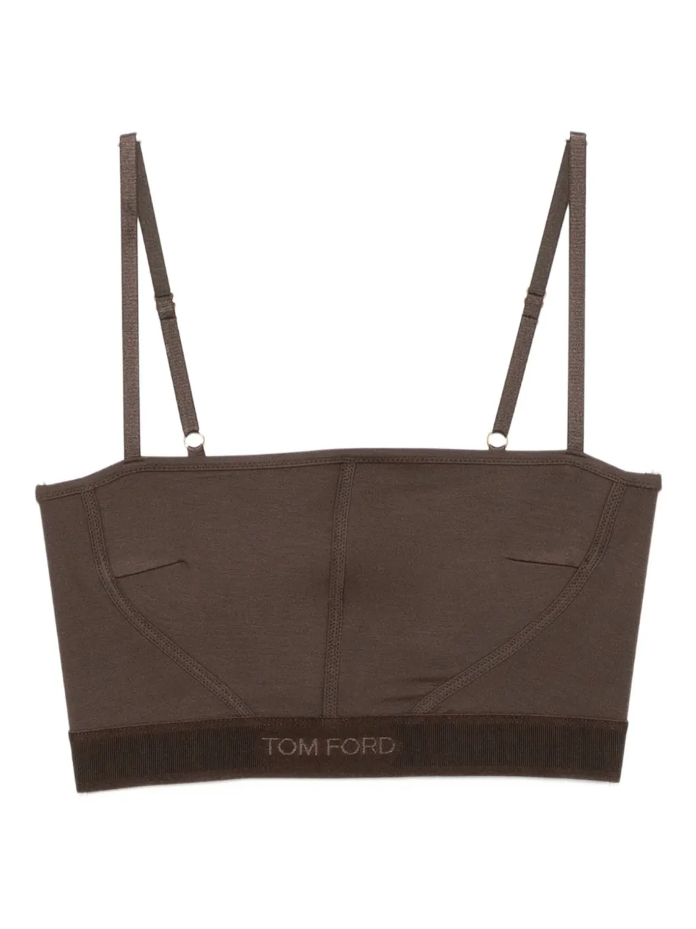 Tom Ford Logo-embroidered Tank Top In Brown