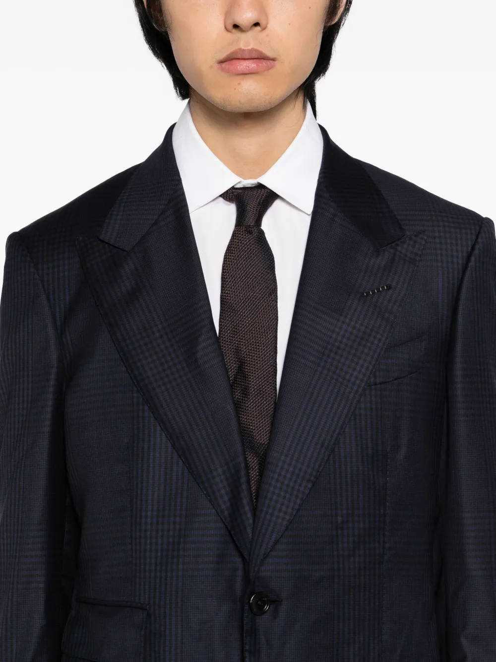 Tom Ford Checked Single-breasted Suit In Blue