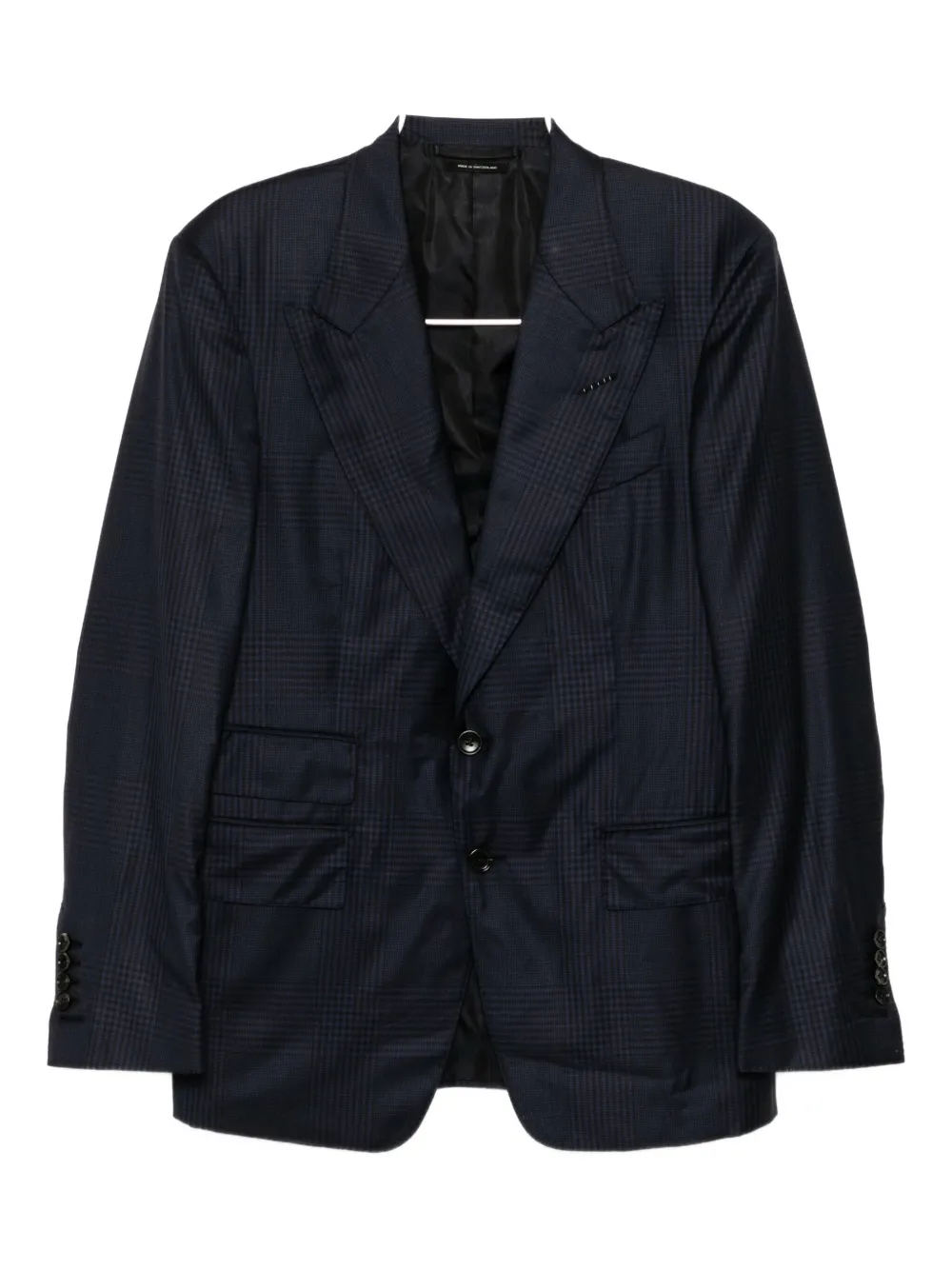 Tom Ford Checked Single-breasted Suit In Blue