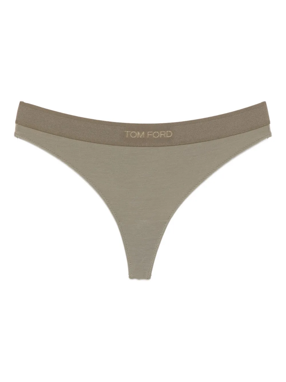 Tom Ford Logo-embroidered Thong In Brown