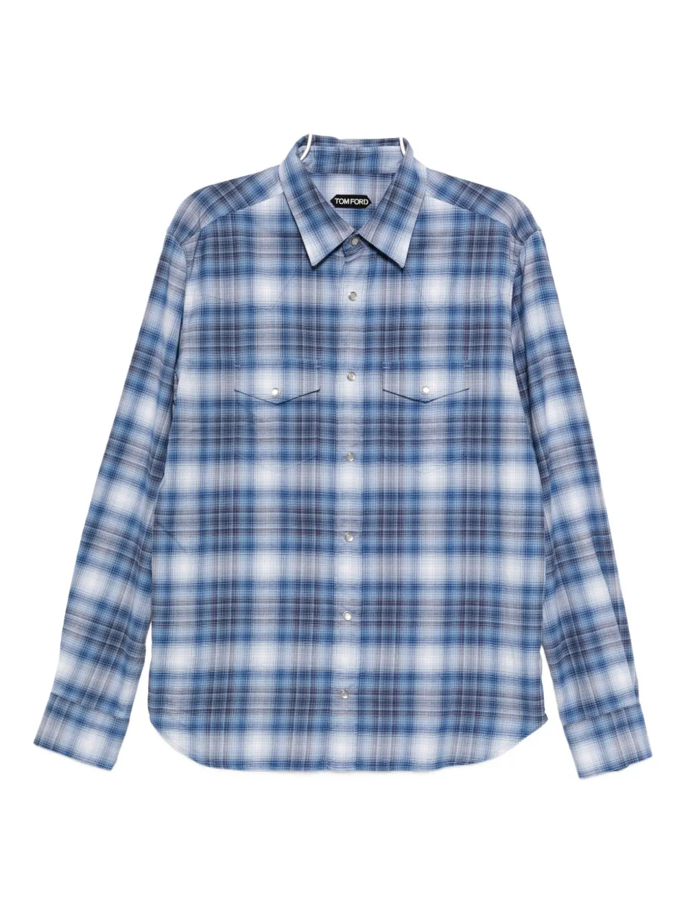 TOM FORD Twill geruit overhemd Blauw