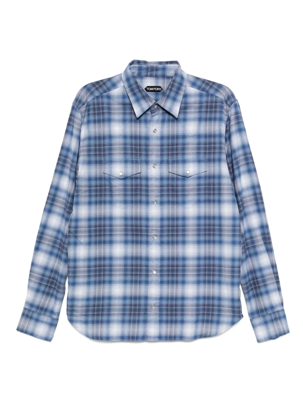 TOM FORD Twill geruit overhemd Blauw
