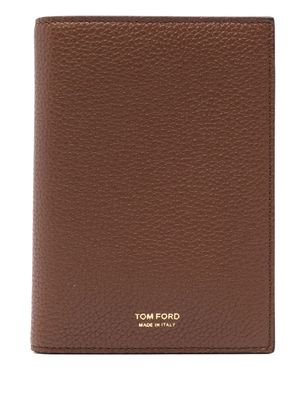 Tom Ford Calf Leather Passport Holder In Brown