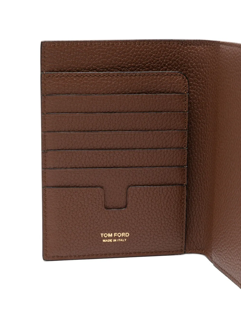 Tom Ford Calf Leather Passport Holder In Brown