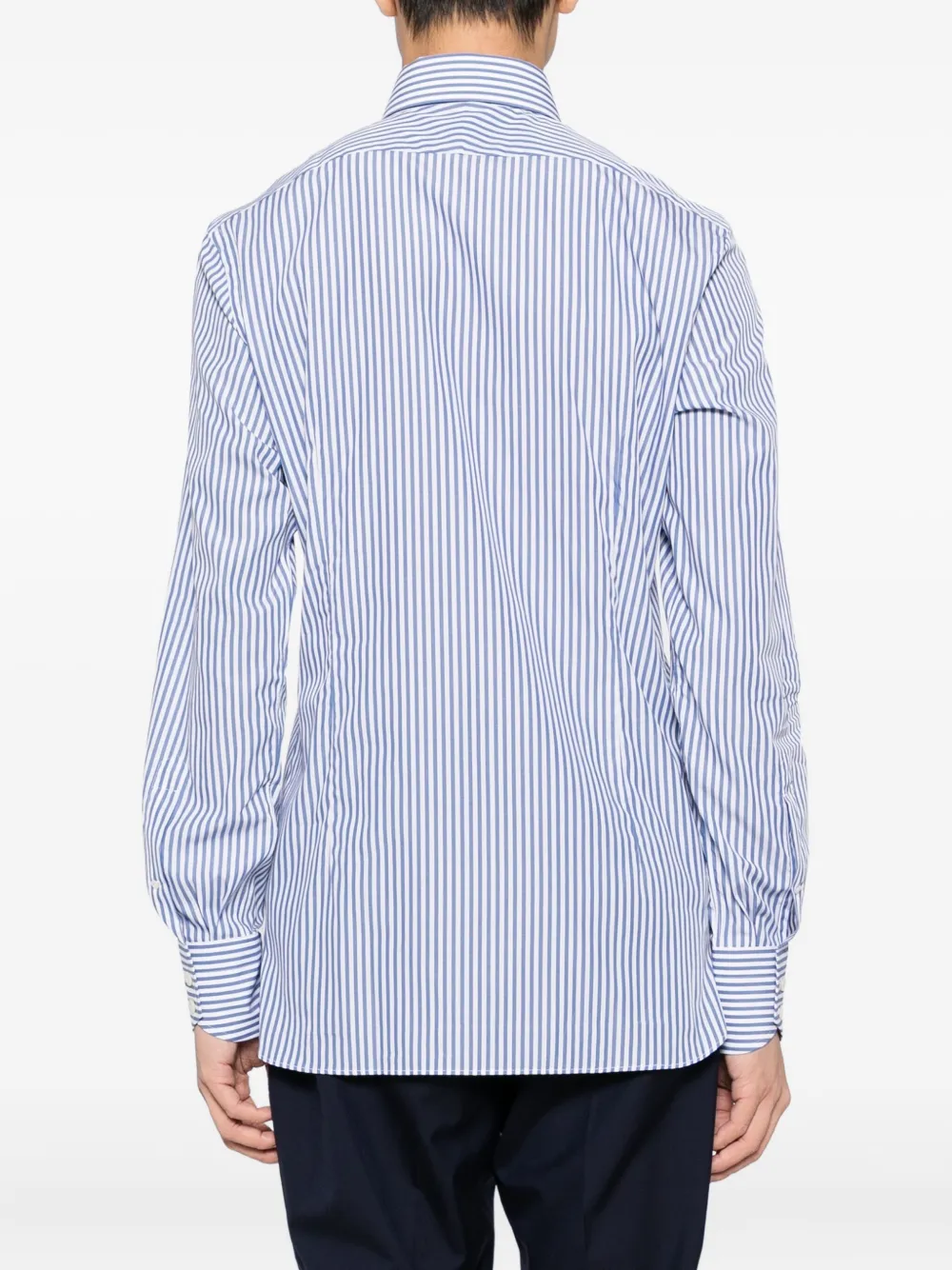 TOM FORD Katoenen gestreept overhemd Blauw