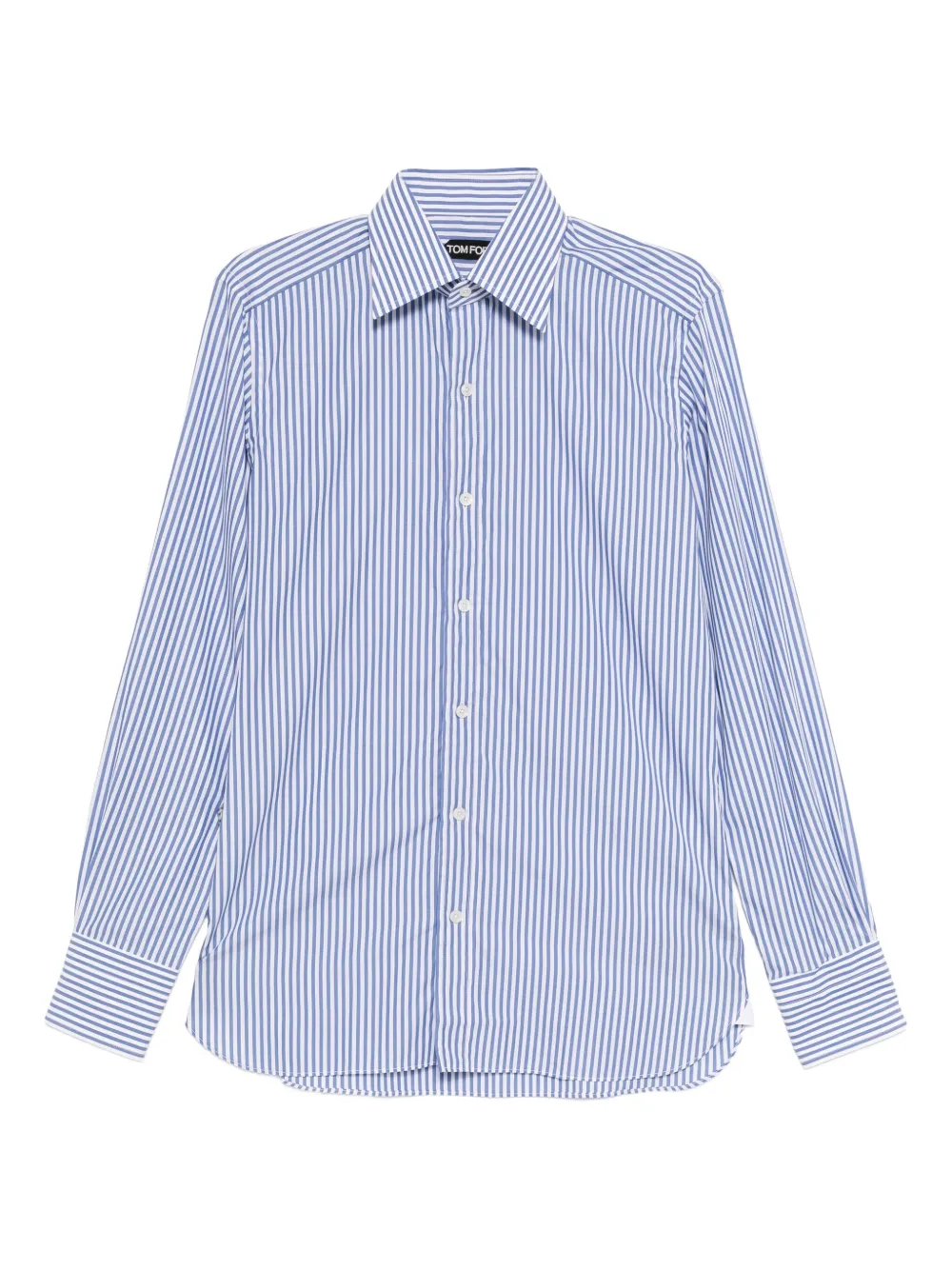 TOM FORD Katoenen gestreept overhemd Blauw