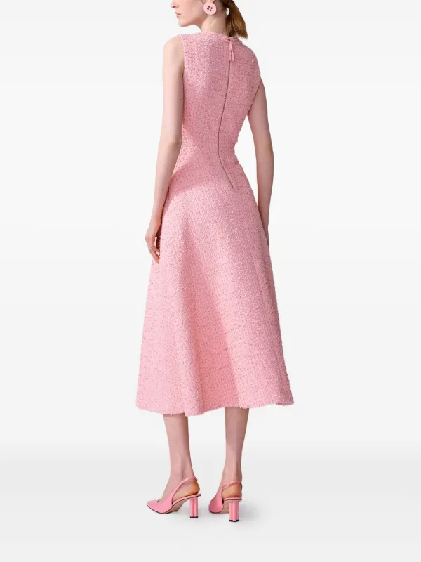 Carolina Herrera Tweed Midi Dress Pink FARFETCH BE