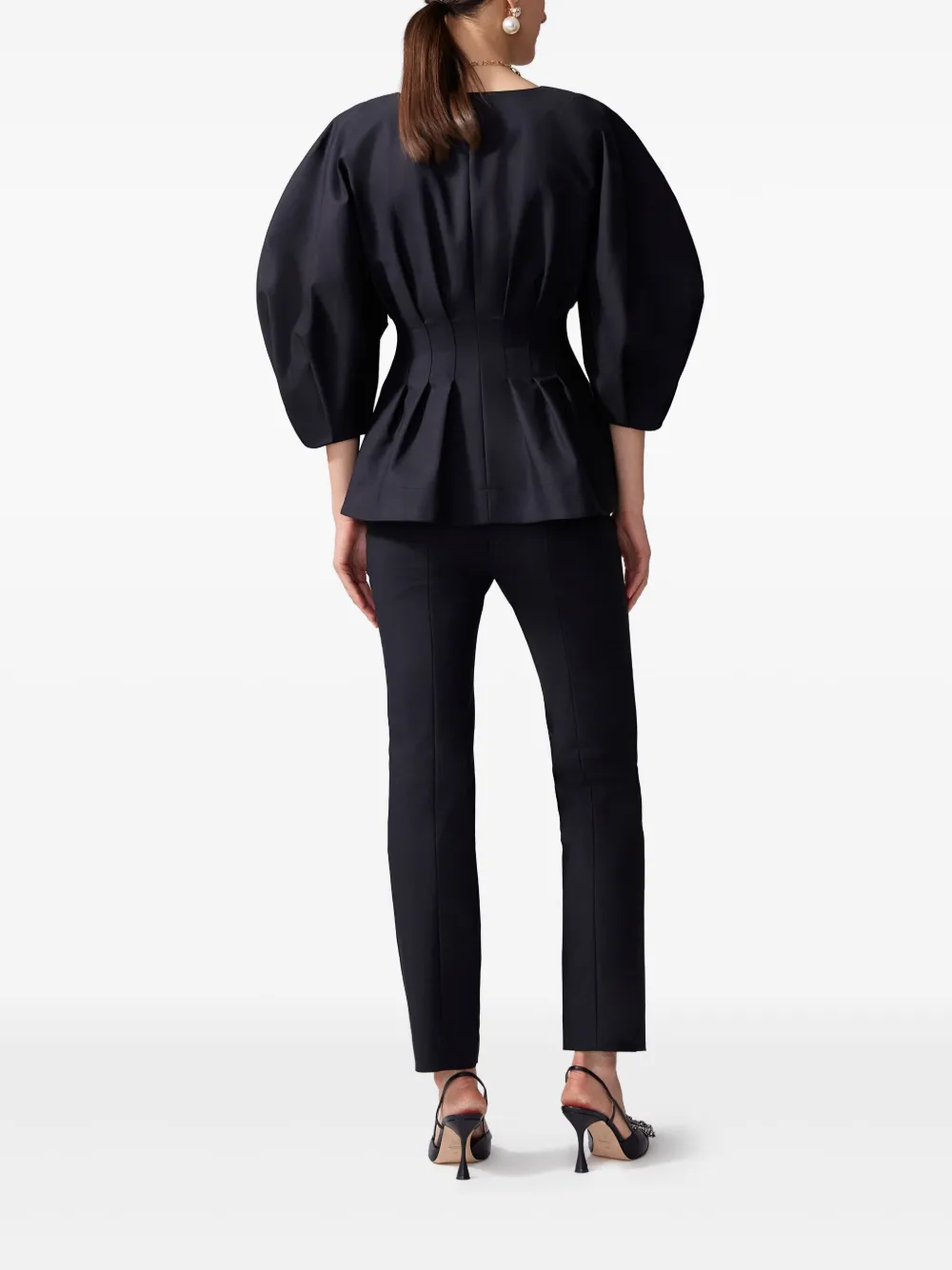 Carolina Herrera Geplooid jack met pofmouwen Zwart