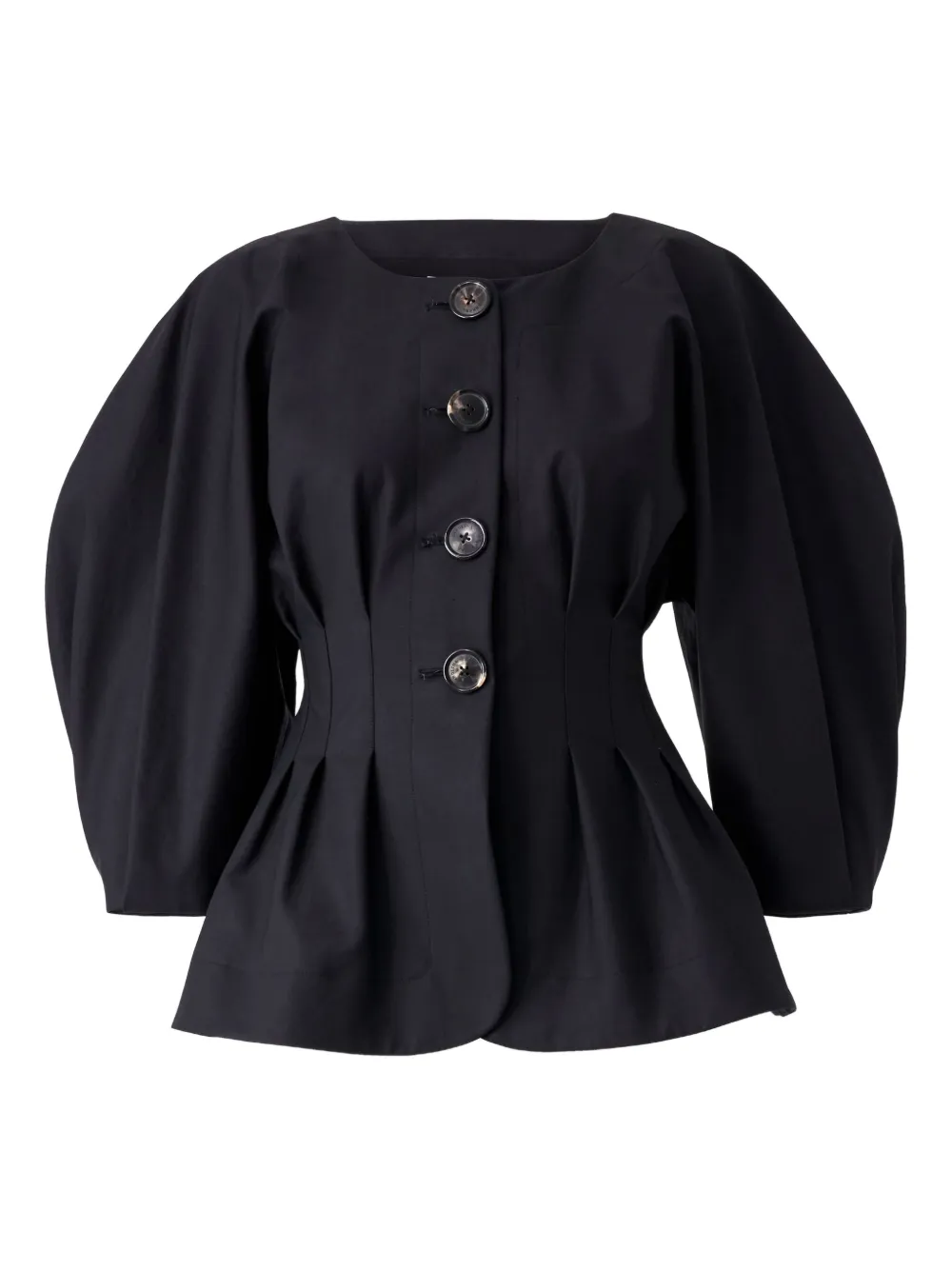 Carolina Herrera Geplooid jack met pofmouwen Zwart