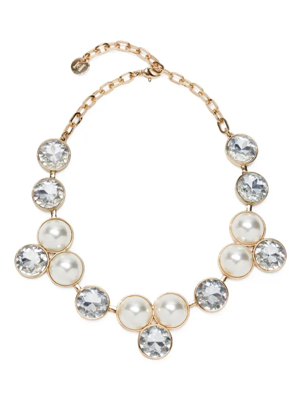 Carolina Herrera Pearl and Crystal Necklace in Gold
