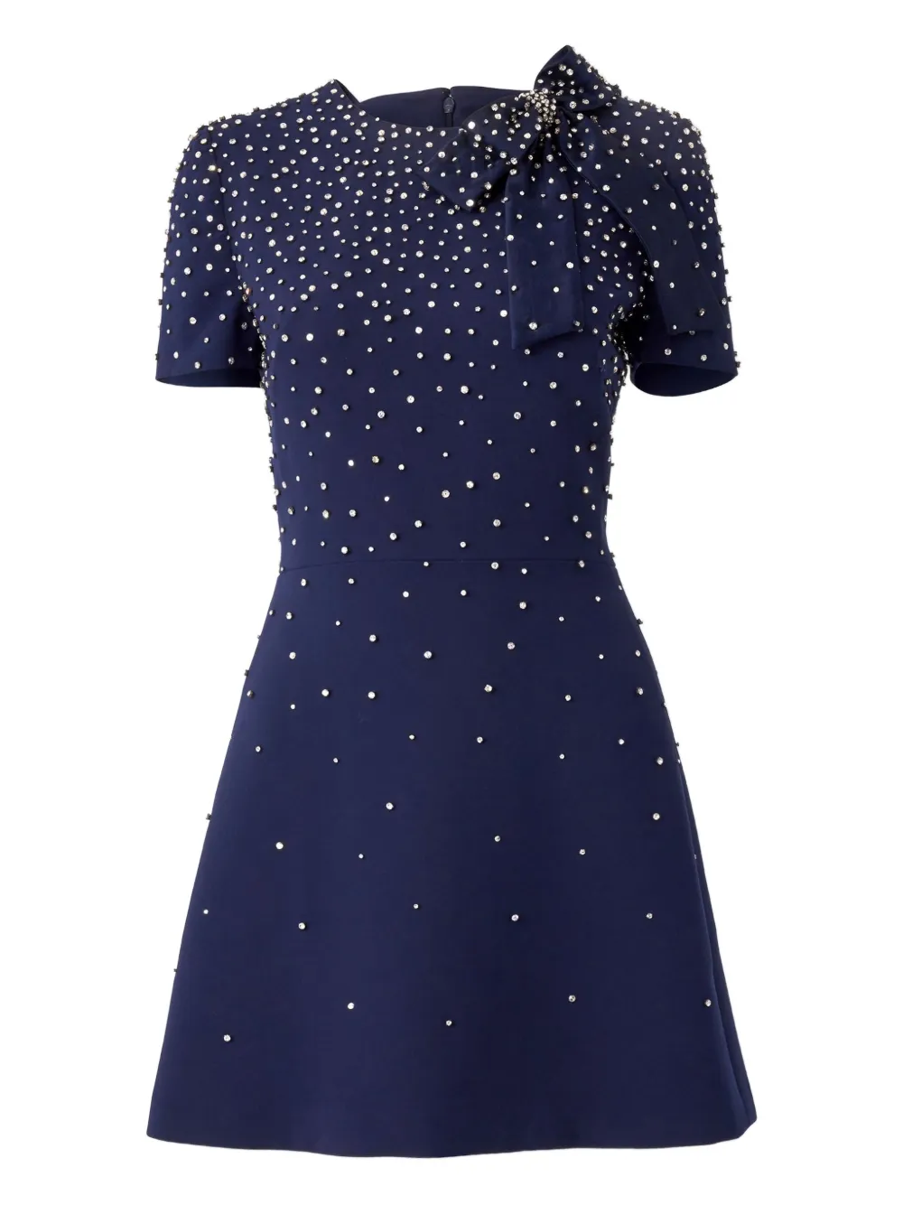 Carolina Herrera Crystal Embellished Stretch Crepe Minidress In Blue