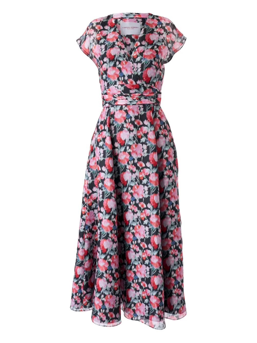 Carolina Herrera Midi-jurk met pioen-print Roze