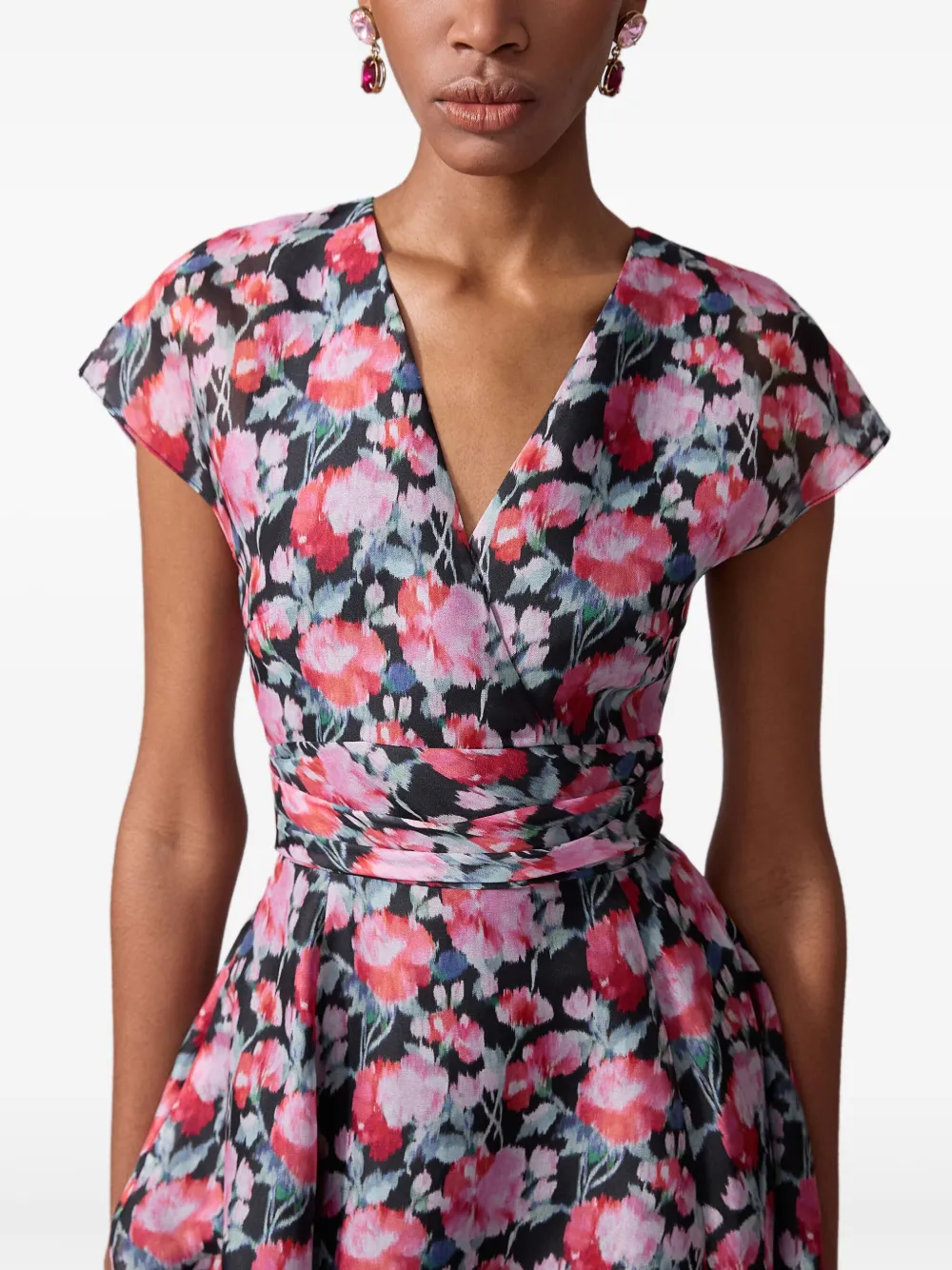 Carolina Herrera Midi-jurk met pioen-print Roze