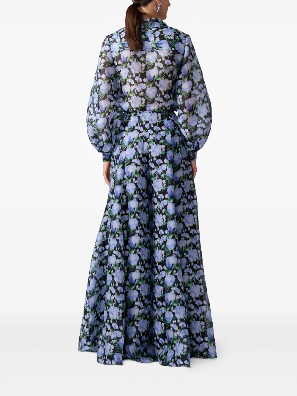 Carolina Herrera Palazzo broek met klaprozenprint Blauw