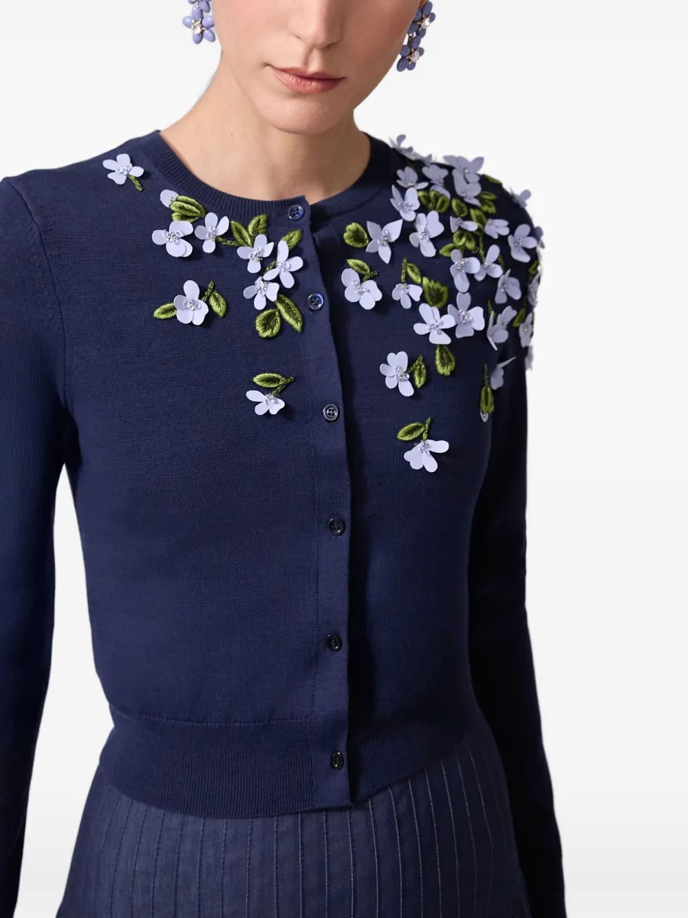 Carolina Herrera Vest met bloemapplicatie Blauw