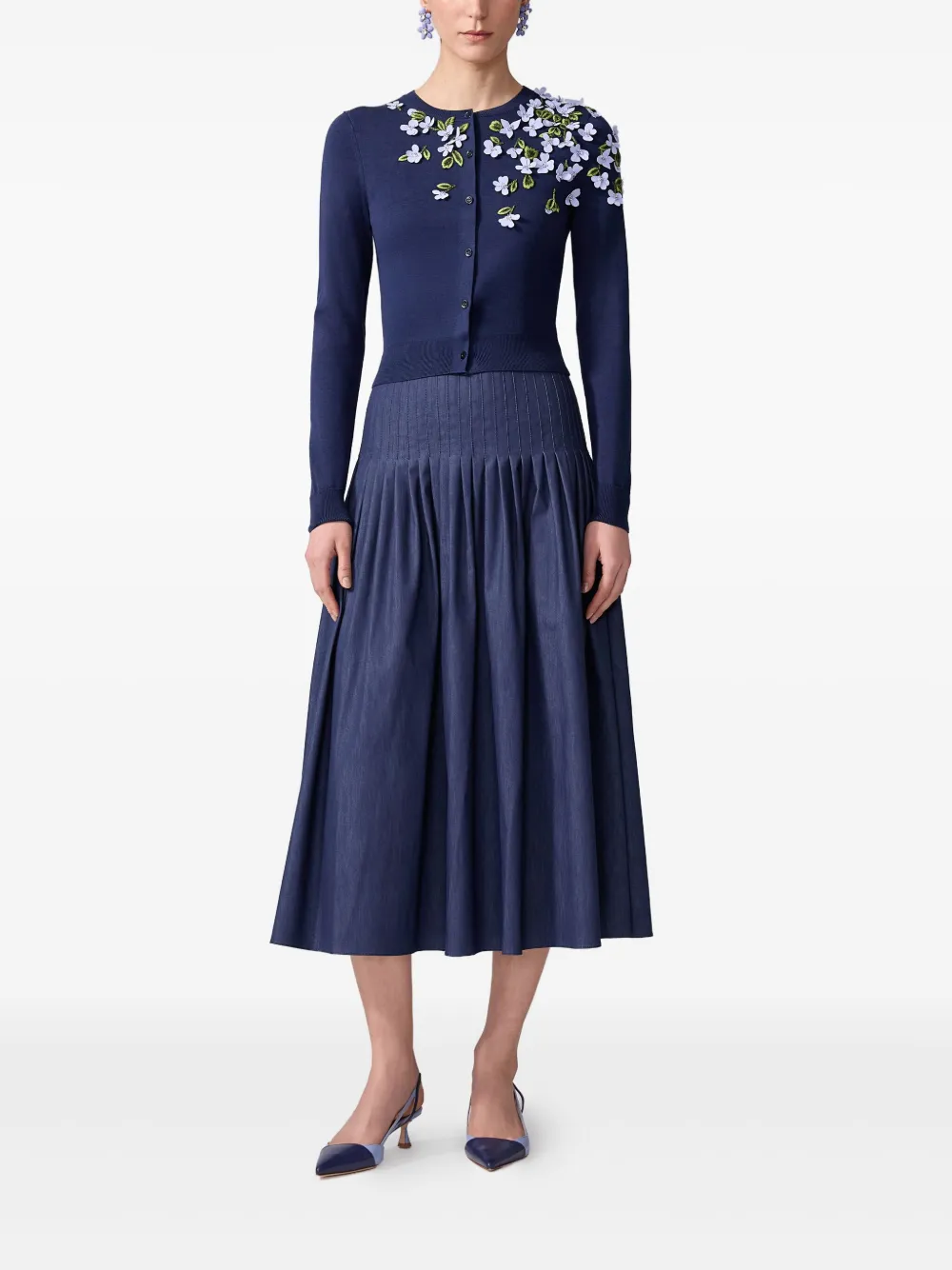 Carolina Herrera Vest met bloemapplicatie Blauw