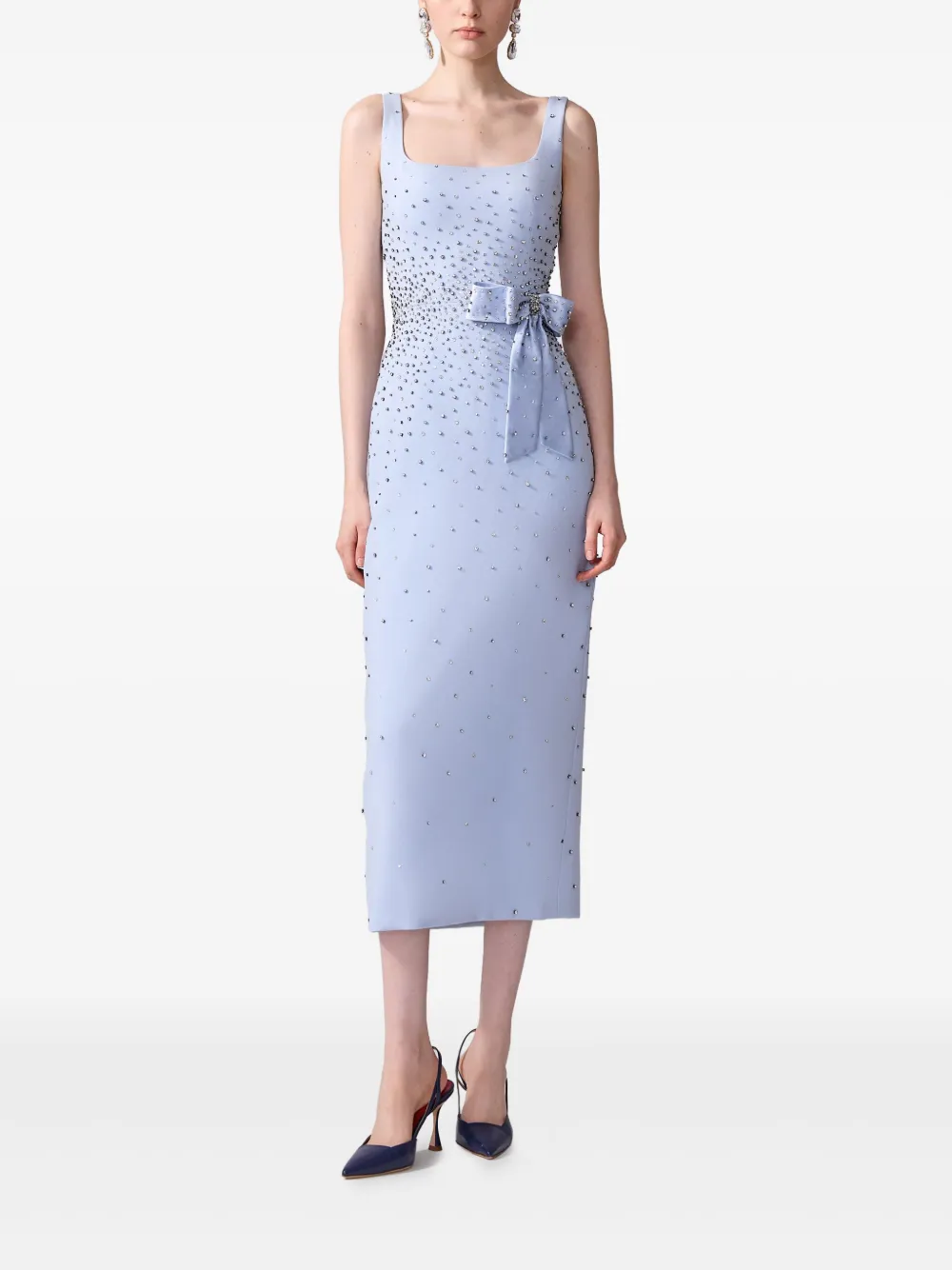Carolina Herrera Midi-jurk verfraaid met kristallen Blauw