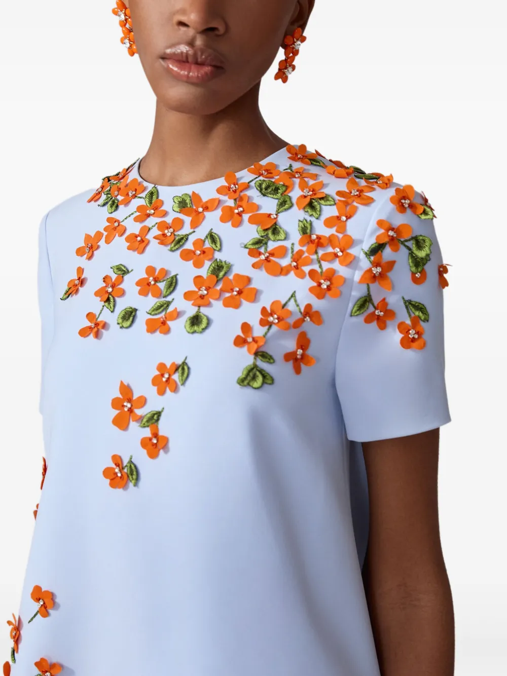 Carolina Herrera Jurk met bloemenpatch Blauw