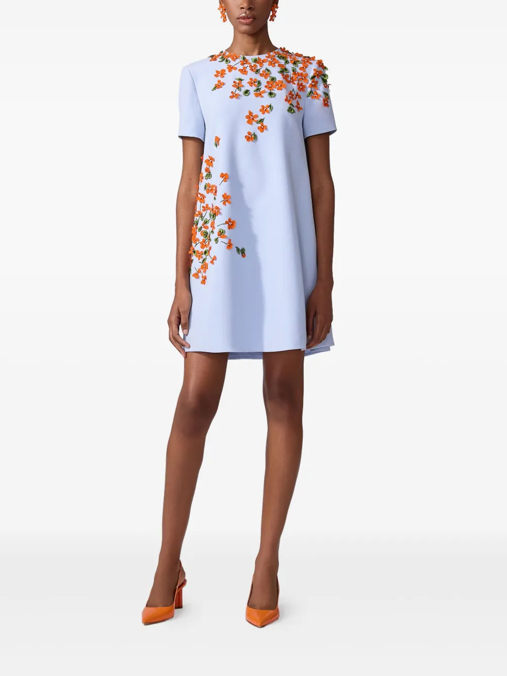 Carolina Herrera Jurk met bloemenpatch Blauw